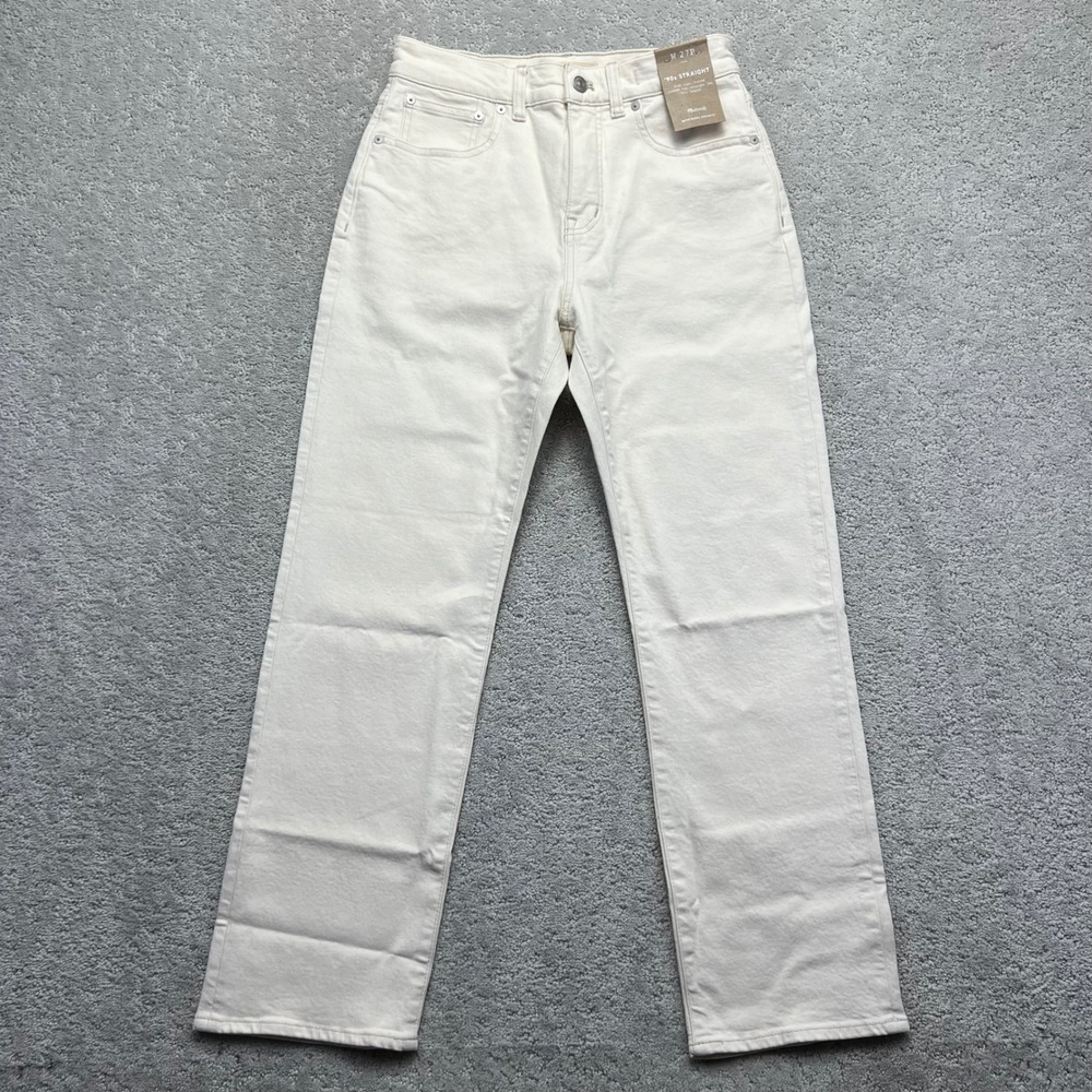 Madewell 90s Straight High Rise Jeans Womens 27P Bone Cream Cotton‎ Stretch BNWT